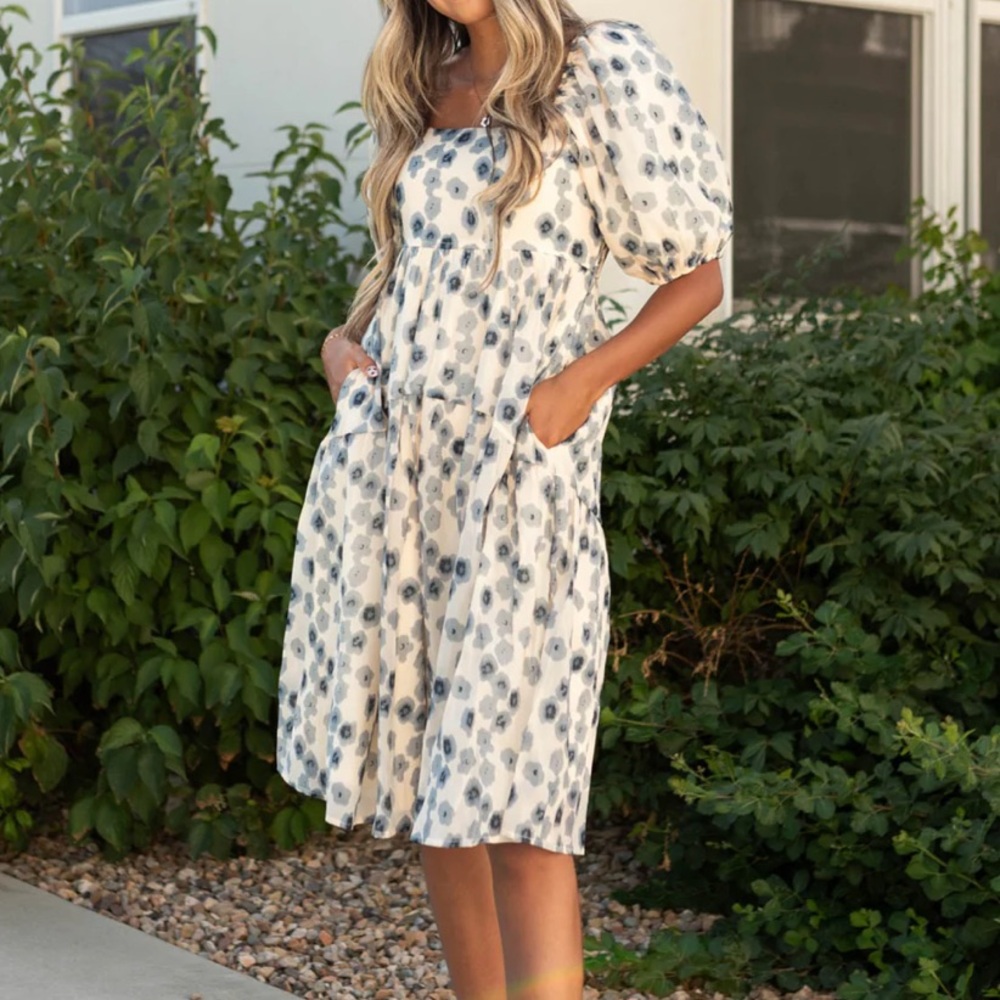 Polagram cream and floral midi dress